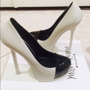 YSL 2 tone Tribute Pumps. Yves saint Laurent heels